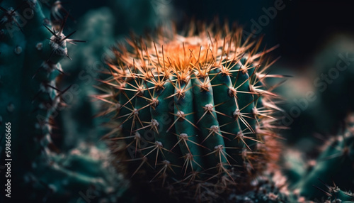 Sharp thorns protect succulent plant in arid climate generated by AI
