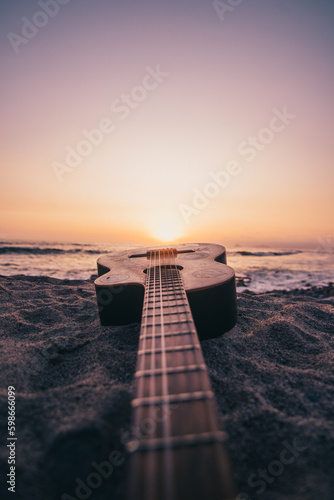 acoustic guitar on the beach