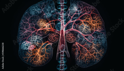 Human anatomy Larynx inhaling oxygen, respiratory system illness generated by AI
