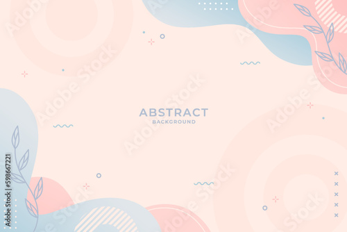 abstract background with floral and memphis elements
