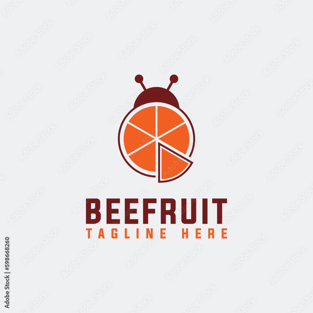 Bee fruit logo design, bee and fruit logo template inspiration