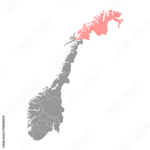 Troms og Finnmark county map, administrative region of Norway. Vector illustration. photo