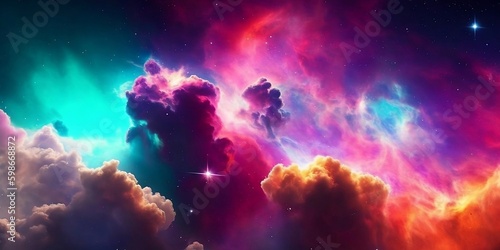 Space Clouds, Colorful, Rainbow, Burst.Generative AI.