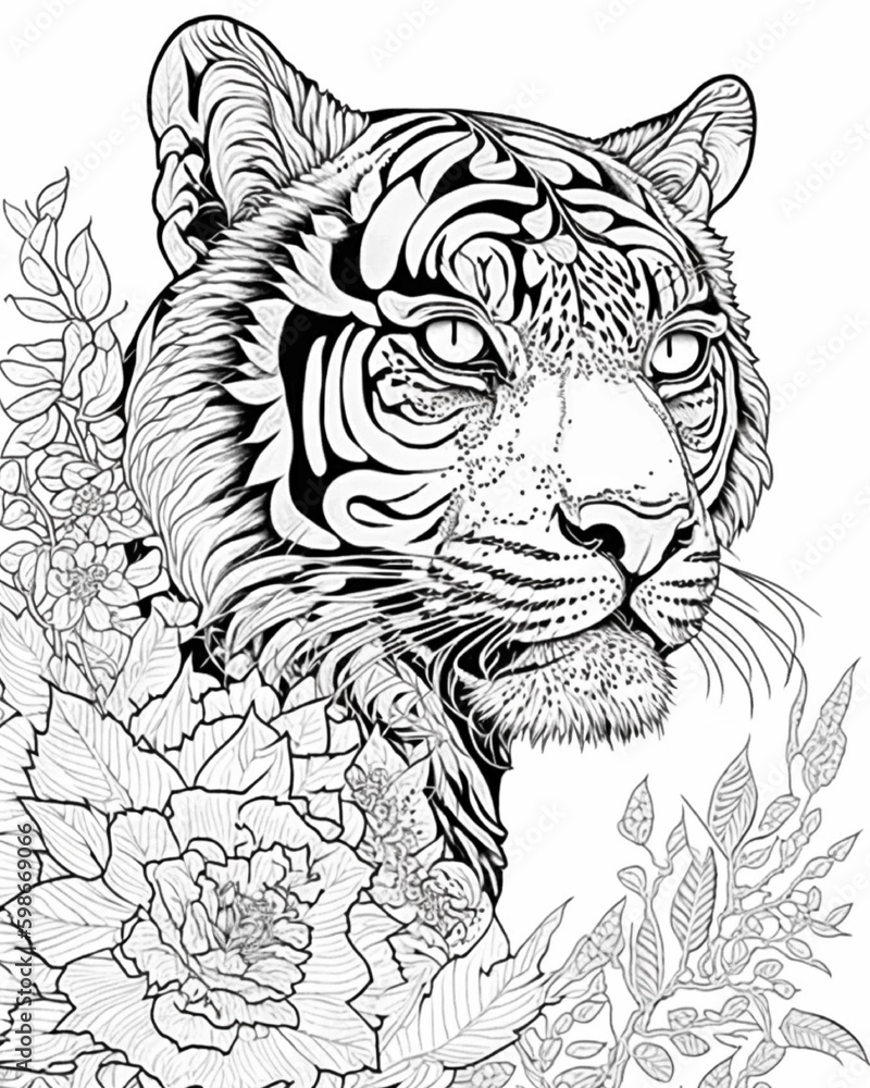 Obraz premium Tiger coloring page