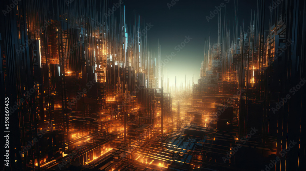 abstract background .city like a microchip made of thin glass. Generative AI Generative AI