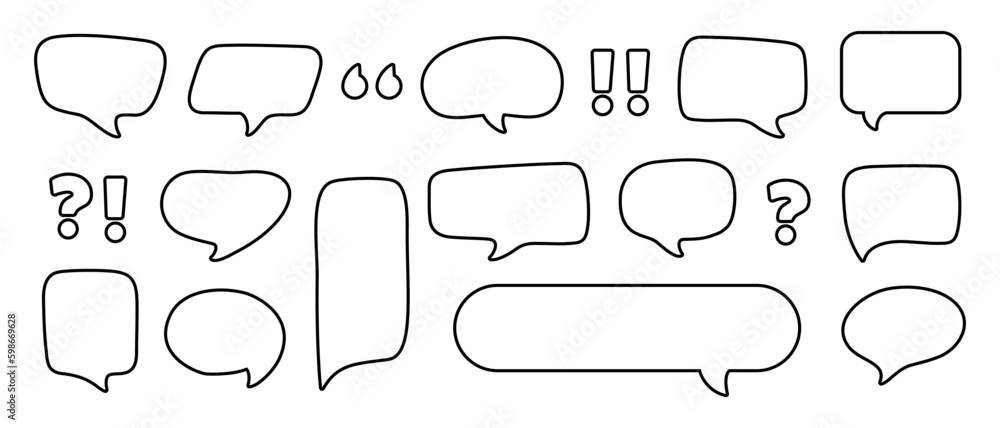 Illustration Vector Graphic of A Dynamic Icon Pack for Chat and Communication Applications, Speech Bubbles Line Icon Set