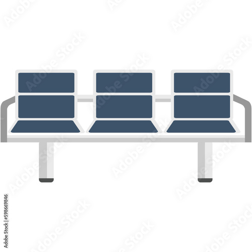 Seat chair vector, airport room bench icon