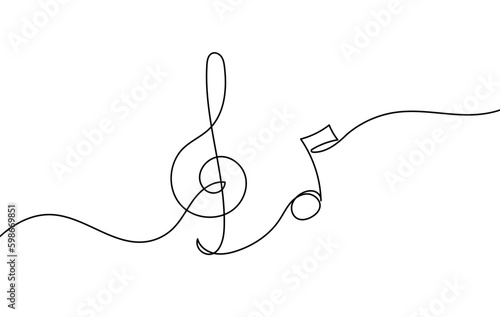 Continuous music line art note vector sketch illustration. Abstract music notes song sound concept background outline icon art one sheet. Vector illustration sketch element.