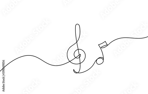 Continuous music line art note vector sketch illustration. Abstract music notes song sound concept background outline icon art one sheet. Vector illustration sketch element.
