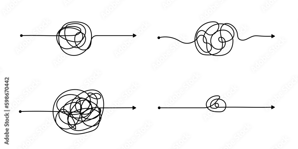 © Максим Зайков - Vector psychotherapy complex chaos mess and order path. Messy drawn sketch purpose simple ball concept scribble. Chaos knot line psychotherapy continuous vector illustration art. © Максим Зайков - Vector psychotherapy complex chaos mess and order path. Messy drawn sketch purpose simple ball concept scribble. Chaos knot line psychotherapy continuous vector illustration art.