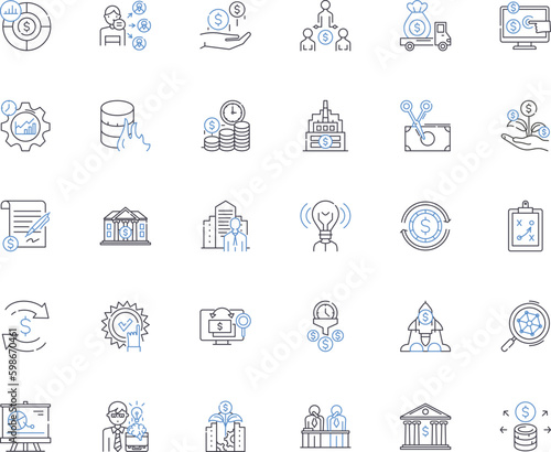 Trading company line icons collection. Investment, Stock, Forex, Commodity, Trading, Brokerage, Futures vector and linear illustration. Equity,Portfolio,Options outline signs set Generative AI