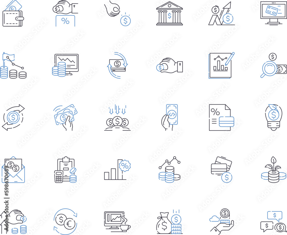 Trade market line icons collection. Volatility, Liquidity, Arbitrage, Bullish, Bearish, Futures, Derivatives vector and linear illustration. Options,Commodity,Yield outline signs set Generative AI