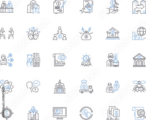 Trade line icons collection. Commerce, Barter, Exchange, Negotiate, Import, Export, Sell vector and linear illustration. Purchase,Trading,Market outline signs set Generative AI