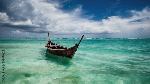 a tropical island with turquoise sea water like zanzibar. Generative AI © jr-art