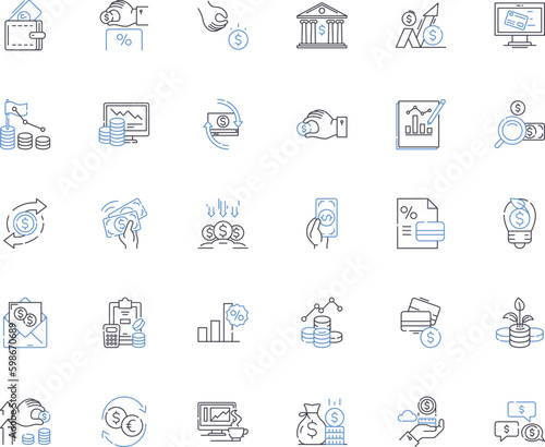 Trade market line icons collection. Volatility, Liquidity, Arbitrage, Bullish, Bearish, Futures, Derivatives vector and linear illustration. Options,Commodity,Yield outline signs set Generative AI