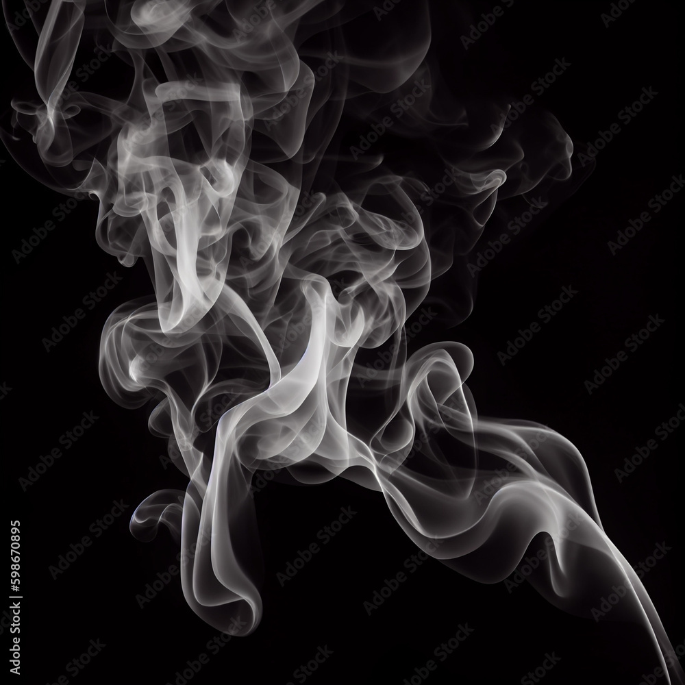 White smoke on solid black background Ai generated image White smoke on solid black background Ai generated image