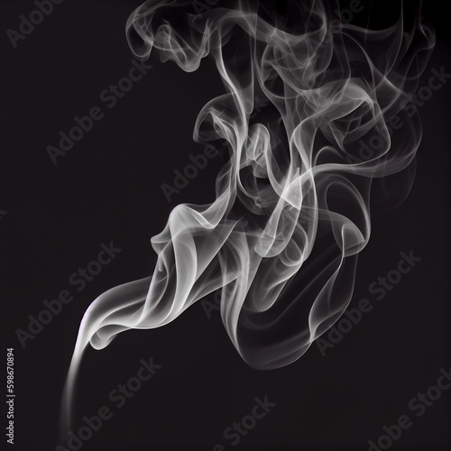 White smoke on solid black background Ai generated image