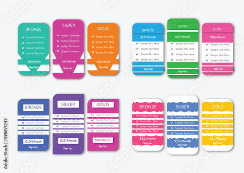 Price table concept in realistic subscription plans table design