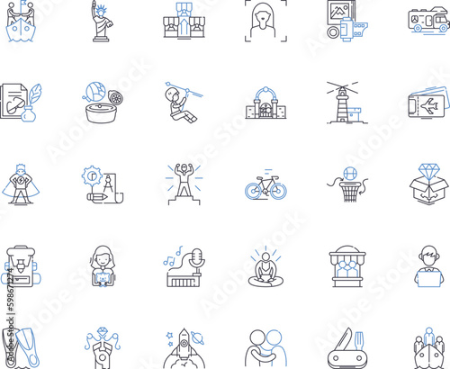 Sports and recreation line icons collection. Athletics, Exercise, Gymnastics, Cycling, Football, Basketball, Baseball vector and linear illustration. Boxing,Skating,Swimming outline Generative AI