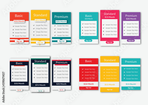 Creative clean business pricing and subscription plans table template