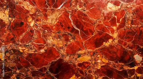 Marble pattern background material with a luxurious atmosphere of red, black and gold. Generative AI