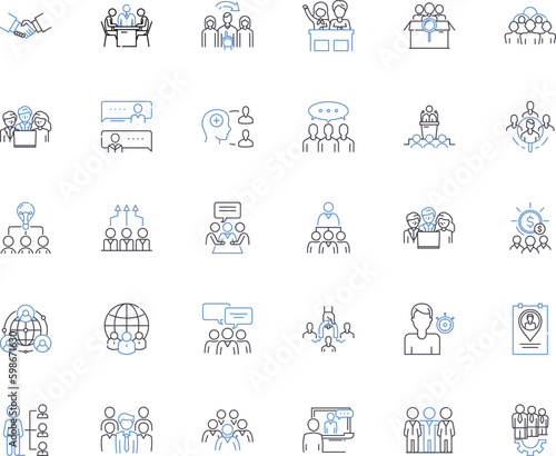 Sales associates line icons collection. Customer service, Salesmanship, Negotiation, Relationship-building, Communication, Target-oriented, Persuasion vector and linear illustration. Generative AI