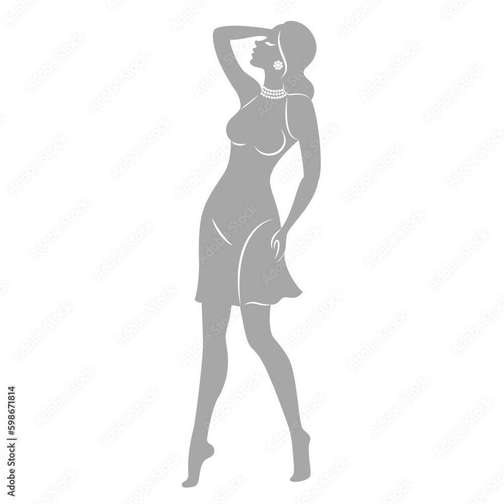 Silhouette of a woman in style. The girl is slender and beautiful. Lady is suitable for aesthetic decor, posters, stickers, logo. Vector illustration. Silhouette of a woman in style. The girl is slender and beautiful. Lady is suitable for aesthetic decor, posters, stickers, logo. Vector illustration.