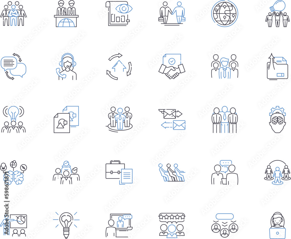 Senior Manager line icons collection. Leadership, Visionary, Strategic, Empathetic, Communicator, Mentor, Experienced vector and linear illustration. Decisive,Focused,Results-oriented Generative AI