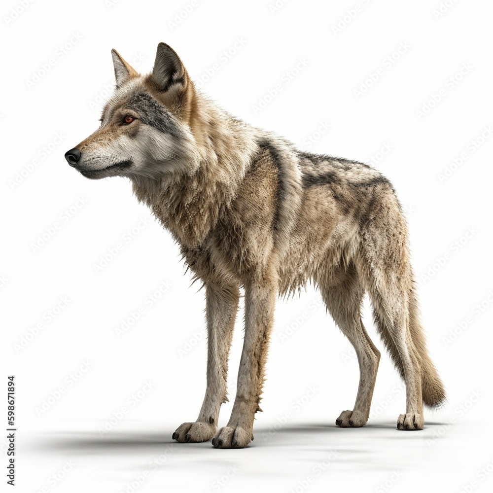 Wolf isolated on white background (Generative AI)