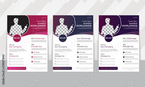 Corporate Flyer Design. Modern Flyer Design. Business Flyer Design. Corporate Business flyer template vector design, Flyer Template Abstract shape used for business poster layout, IT Company flyer
