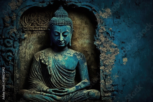 close-up of buddha statue, ai generated