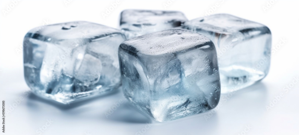 Ice cubes on white background. Generative AI. Ice cubes on white background. Generative AI.