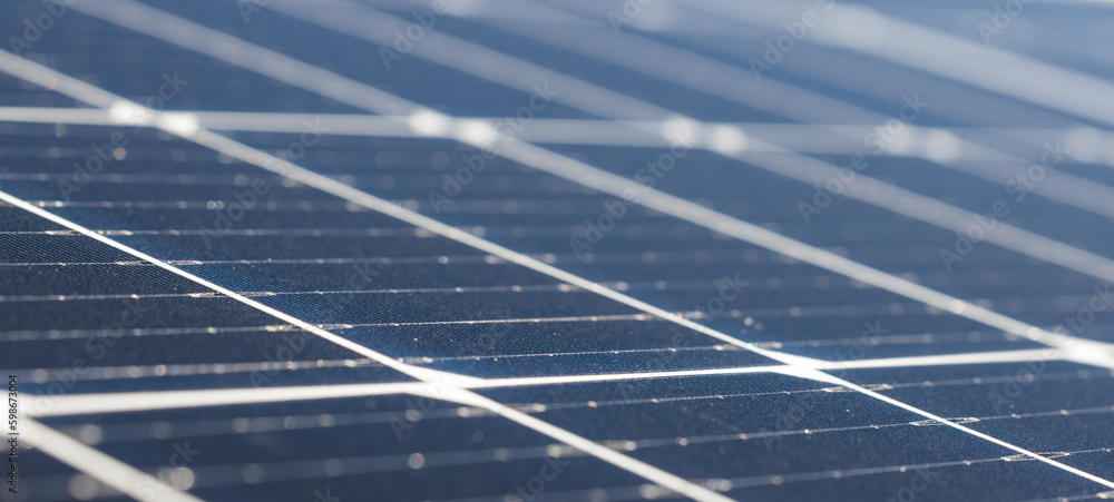 Solar cell panels close view - eco-conscious energy. Banner copy space. Solar cell panels close view - eco-conscious energy. Banner copy space.