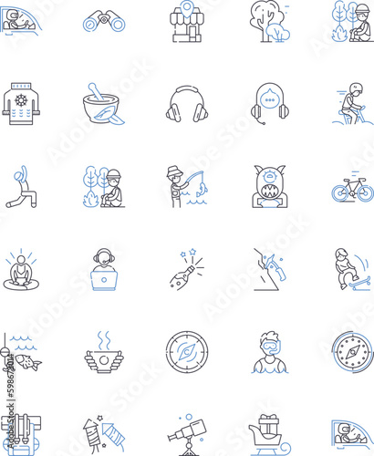 Social media line icons collection. Nerks, Platforms, Sharing, Connections, Engagement, Likes, Followers vector and linear illustration. Friends,Viral,Hashtags outline signs set Generative AI