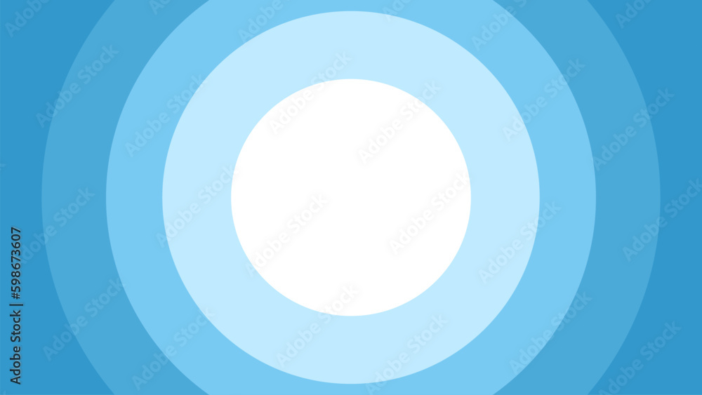 White Circle Round Ring Blue Radial Ray Background BG. Abstract Wave Wavy Circular Scene. Oval Scene Backdrop Comic Cartoon Vector Design.  - obrazy, fototapety, plakaty 