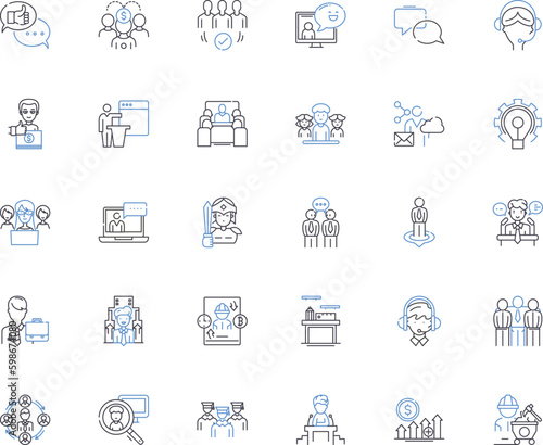 Professional journey line icons collection. Career, Progression, Experience, Development, Advancement, Success, Growth vector and linear illustration. Learning,Challenges,Achievements Generative AI