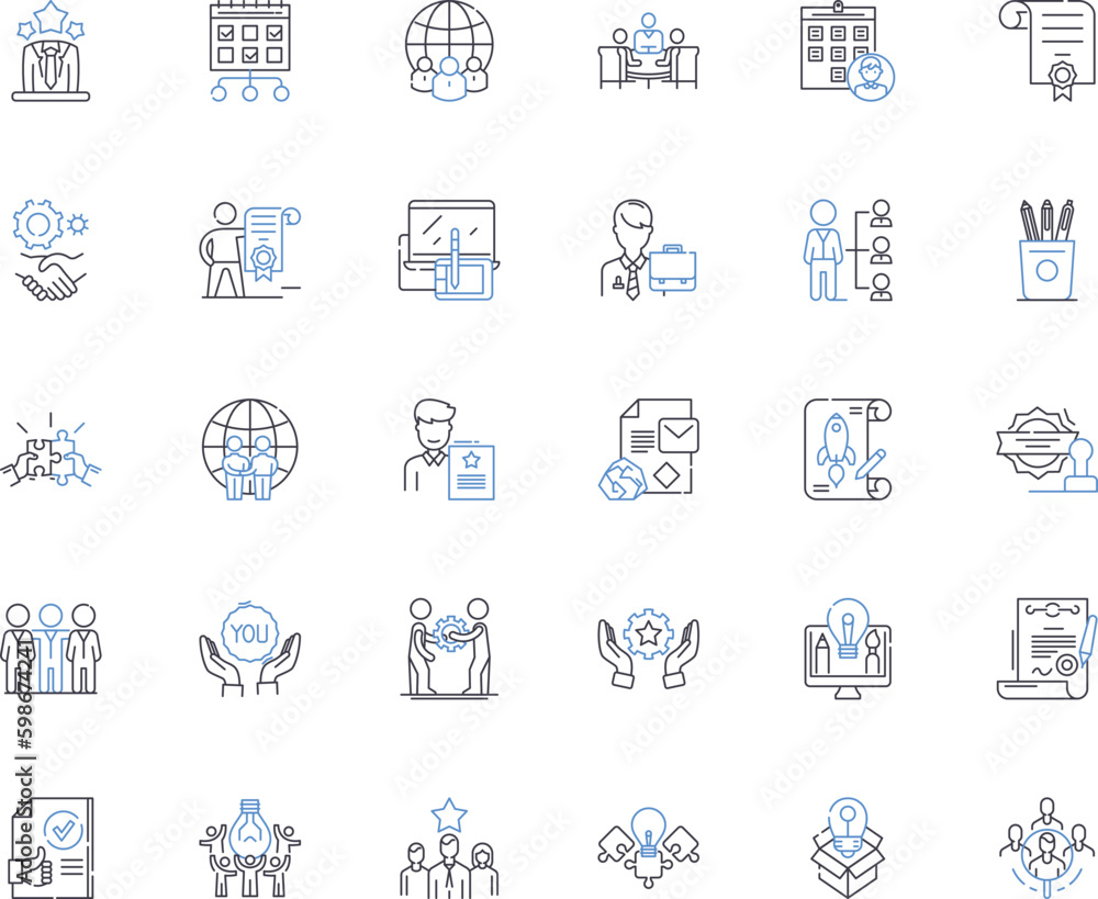 Promotion and tactic line icons collection. Advertising, Marketing, Branding, Sales, Promo, Discounts, Coupons vector and linear illustration. Loyalty,Influencer,Endorsements outline Generative AI