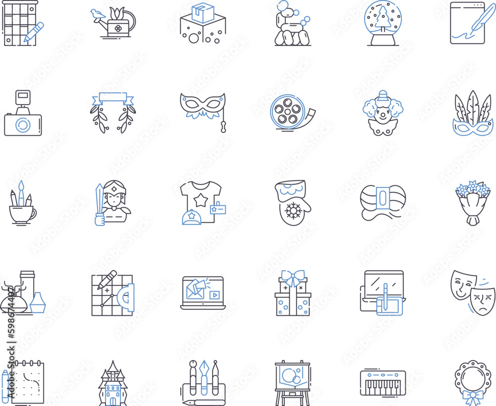 Novelty line icons collection. Quirky, Unconventional, Whimsical, Unique, Original, Peculiar, Eccentric vector and linear illustration. Odd,Playful,Innovative outline signs set Generative AI Novelty line icons collection. Quirky, Unconventional, Whimsical, Unique, Original, Peculiar, Eccentric vector and linear illustration. Odd,Playful,Innovative outline signs set Generative AI
