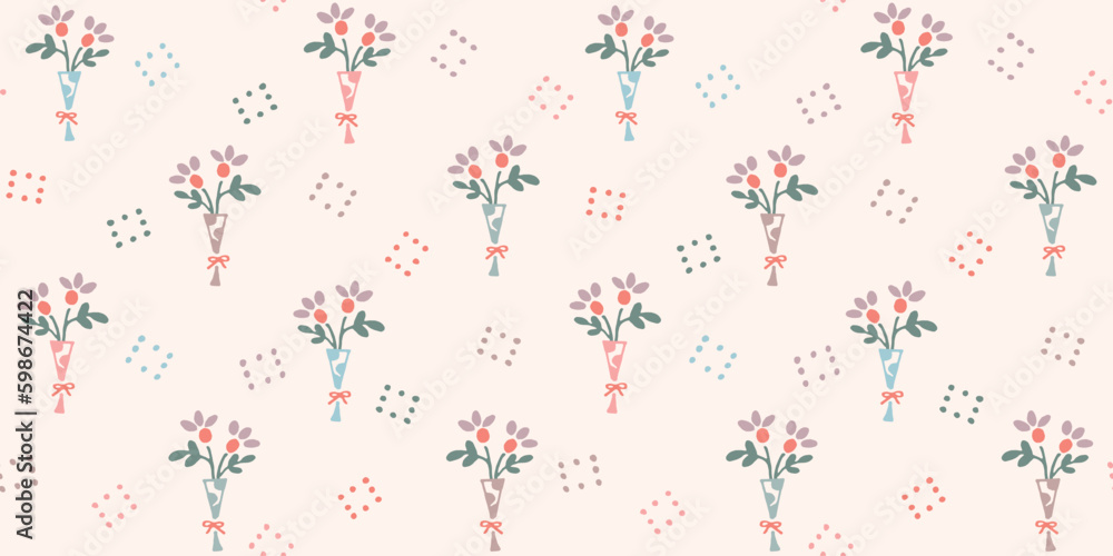 Floral seamless pattern. Vector illustration for background, card, invitation, banner, social media post, poster, mobile apps, advertising.