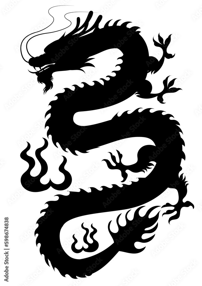 chinese dragon illustration silhouette