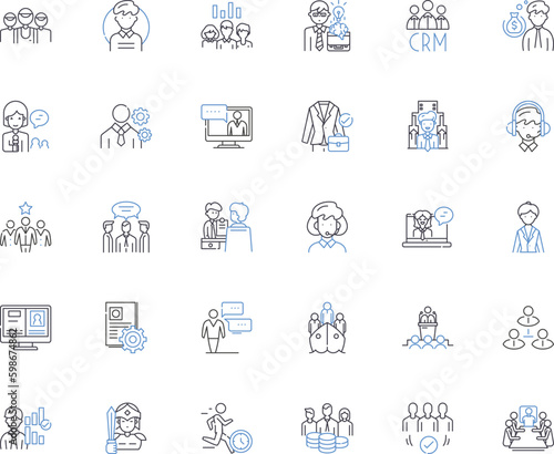 Profession line icons collection. Accountant  Architect  Attorney  Baker  Barber  Carpenter  Chef vector and linear illustration. Coach Dentist Designer outline signs set Generative AI