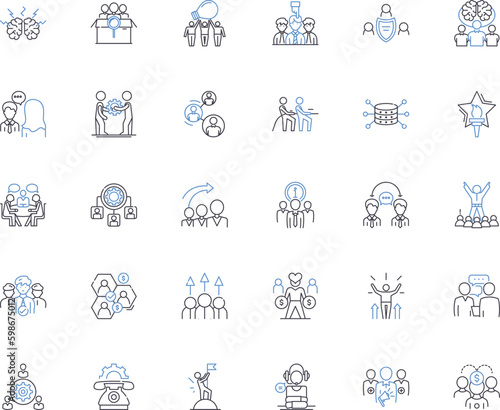 Partners line icons collection. Collaboration, Loyalty, Relationships, Trust, Synergy, Shared-goals, Empowerment vector and linear illustration. Support,Friendship,Cooperation outline Generative AI