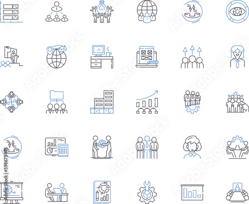 Offshoring provider line icons collection. Outsourcing, Globalization, Cost-effective, Offshore, Business, Innovation, Efficiency vector and linear illustration. Generative AI