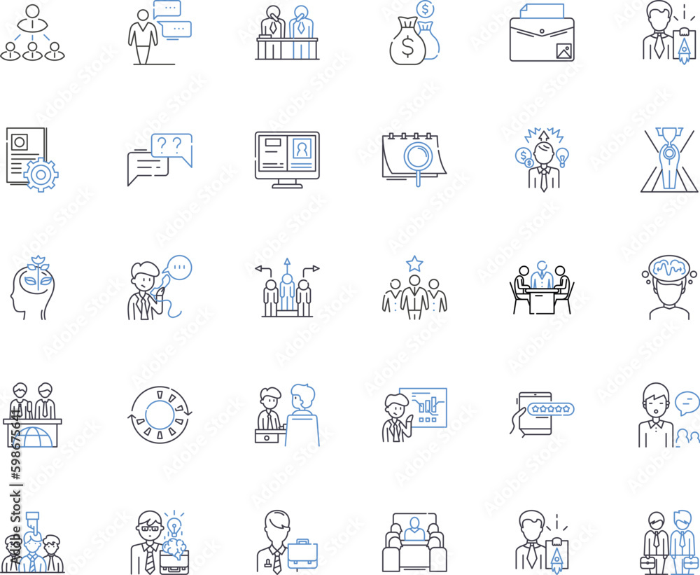 Occupation kinds line icons collection. Doctor, Teacher, Engineer, Accountant, Lawyer, Nurse, Carpenter vector and linear illustration. Artist,Musician,Chef outline signs set Generative AI