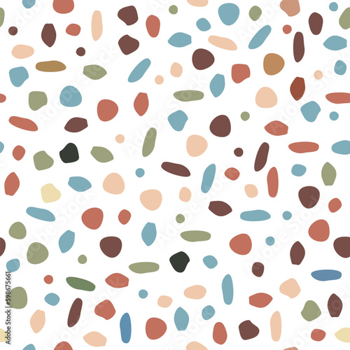 Seamless pattern of multicolored shapeless spots for design, textiles, wallpaper