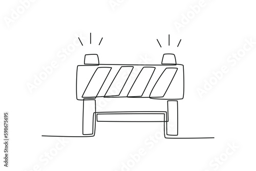 Continuous one line drawing emergency warning crossbar. SOS concept. Single line draw design vector graphic illustration.
