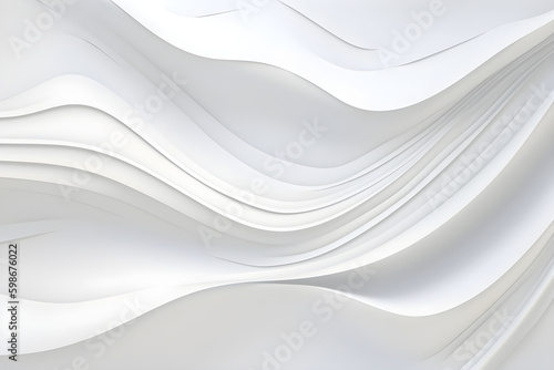 Abstract White Background With Waves: AI Generated Image