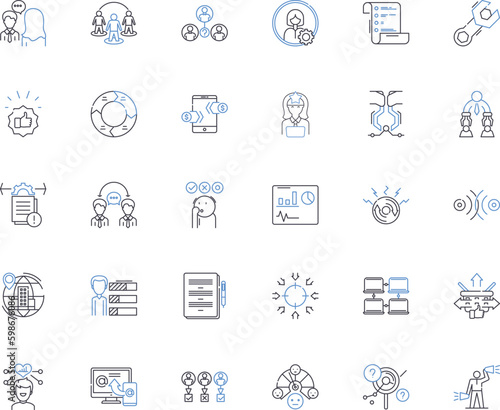 Mutual respect line icons collection. Collaboration, Trust, Equality, Understanding, Civility, Recognition, Harmony vector and linear illustration. Empathy,Admiration,Dignity outline Generative AI