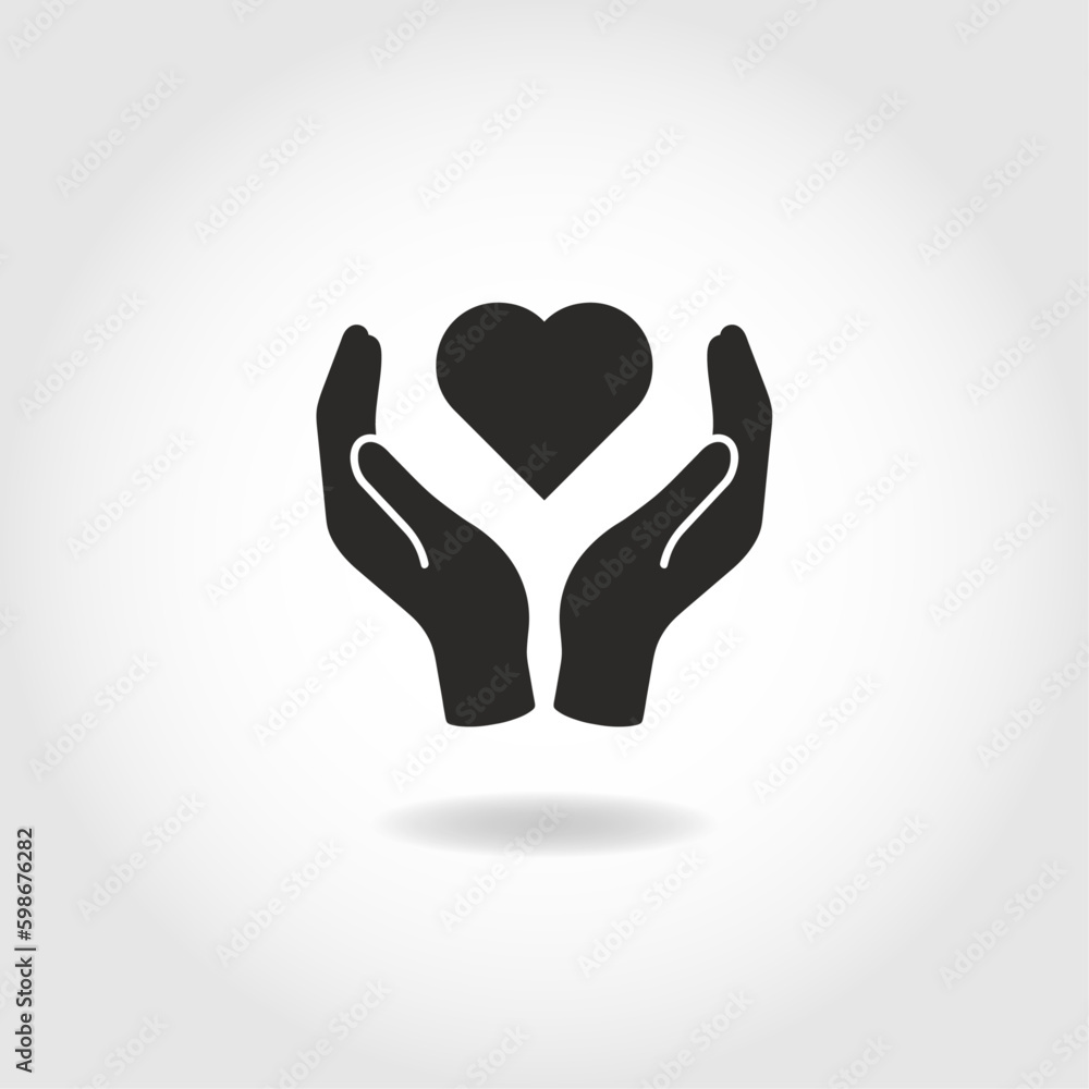 charity vector icon. Heart care icon in flat style charity vector icon. Heart care icon in flat style