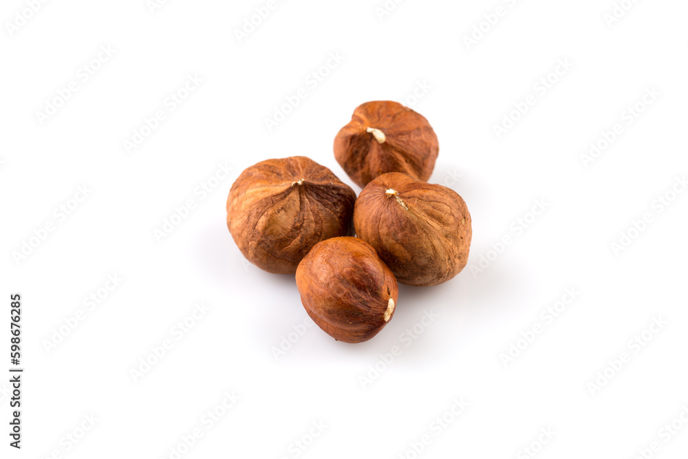 Hazelnuts on the white background Hazelnuts on the white background